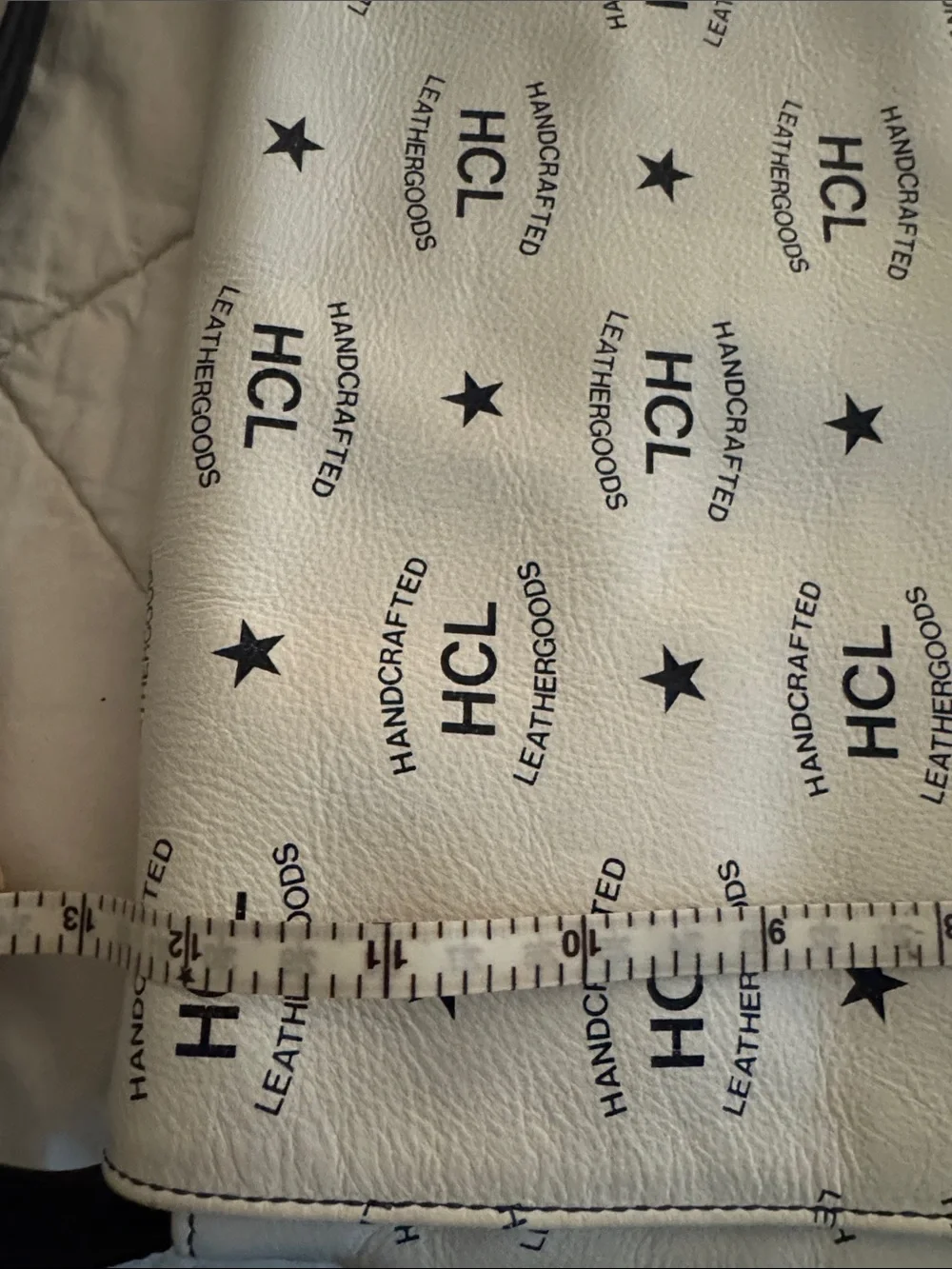 HCL White Messenger Bag with Black Trim and Gold Plate